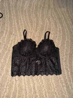 Women’s brand new cute stylish shiny jet black corset bra corset top size S/M